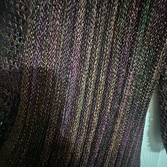 Metallic Brown Open-Front Ribbed Cardigan Sweater - Picture 4 of 4